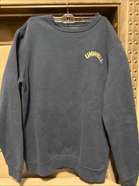 Unwell Navy Blue Embroidered Logo Crewneck Sweatshirt